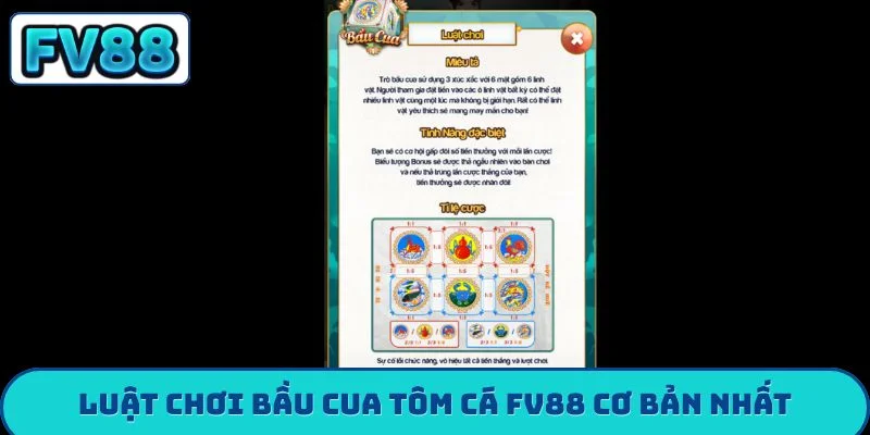 Luật chơi bầu cua tôm cá FV88 cơ bản nhất